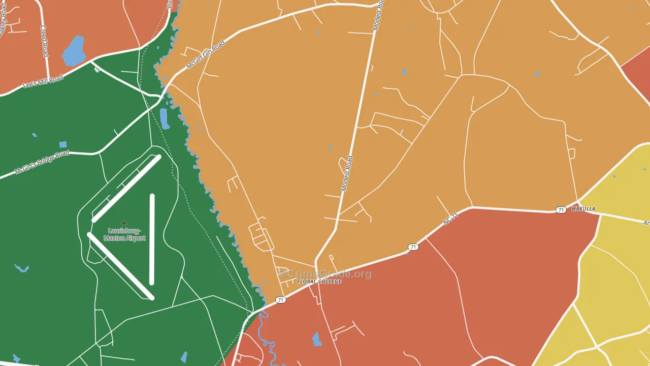 Floral College, NC Map of Theft Rates