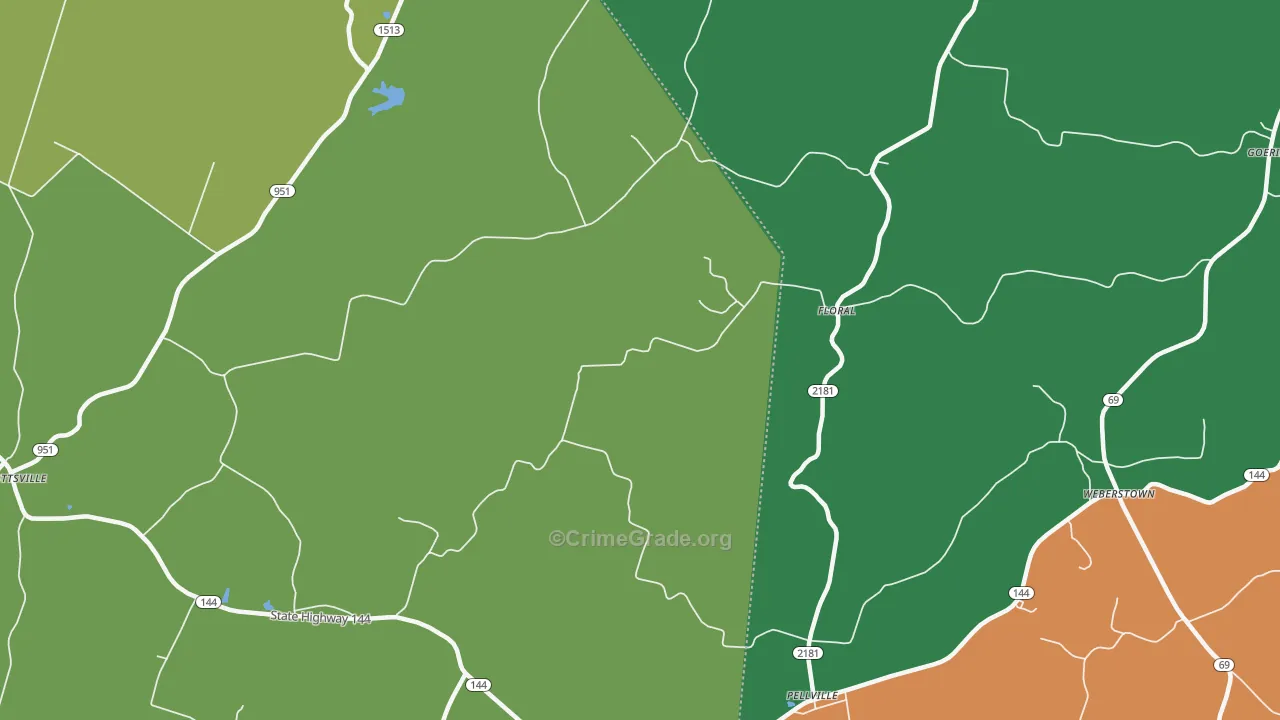 Floral, KY Map of Theft Rates