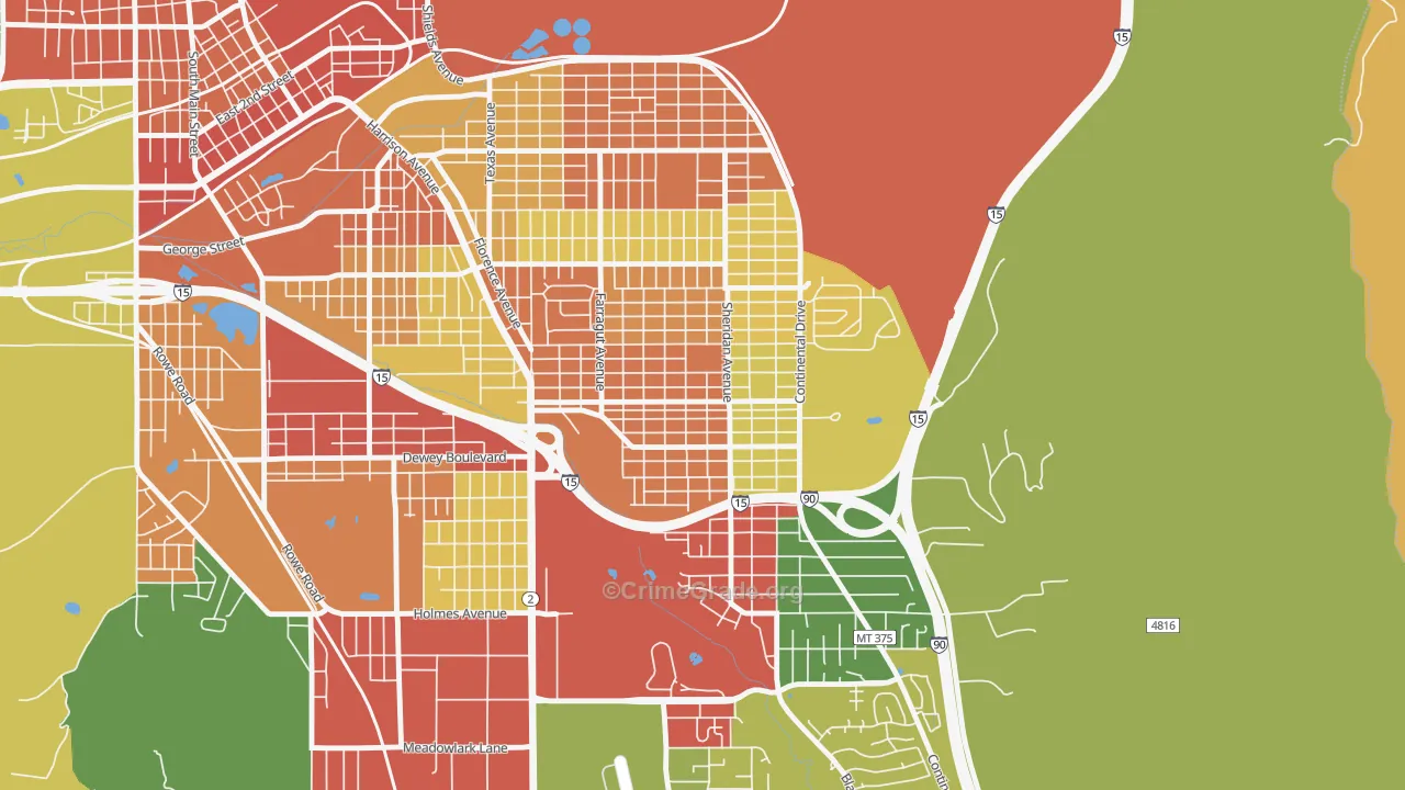 Floral Park, Butte, MT Map of Theft Rates