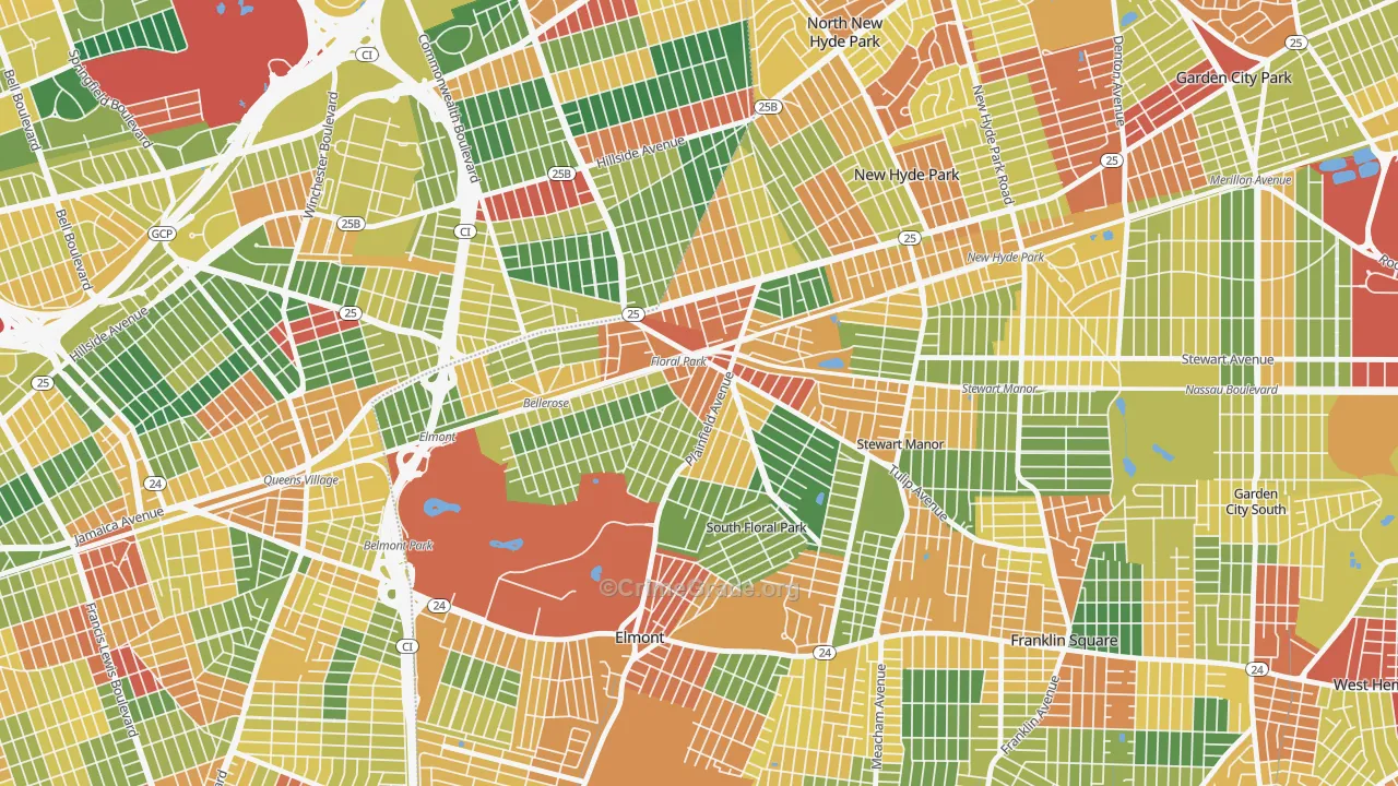Floral Park, NY Map of Theft Rates
