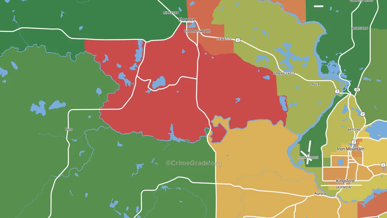 Florence County, WI Map of Theft Rates