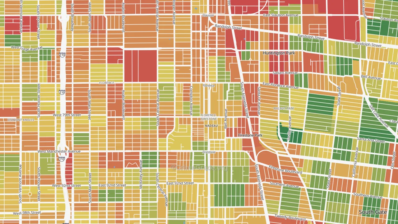 Florence-Graham, CA Map of Theft Rates
