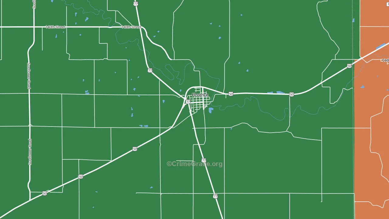 Florence, KS Map of Theft Rates