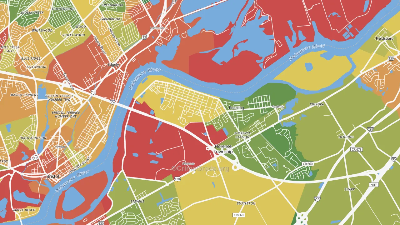 Florence, NJ Map of Theft Rates