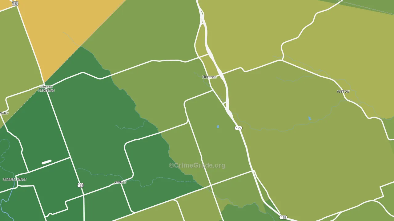 Florence, TX Map of Theft Rates