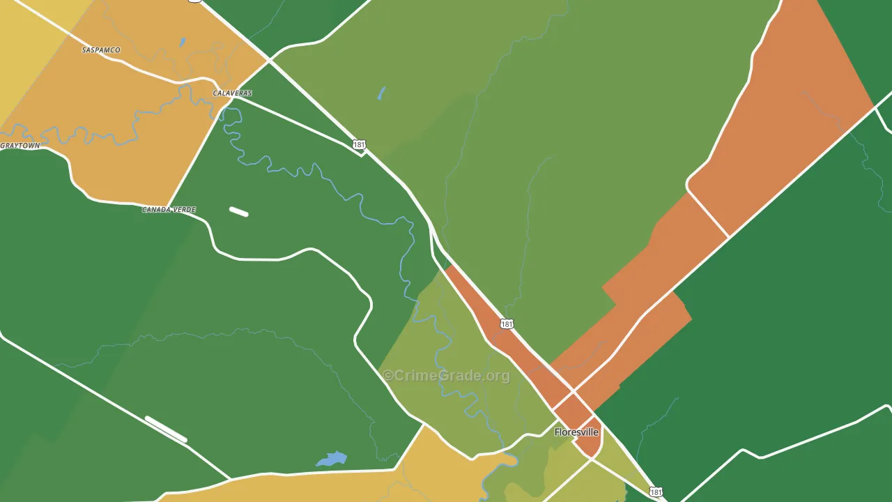 Floresville, TX Map of Theft Rates