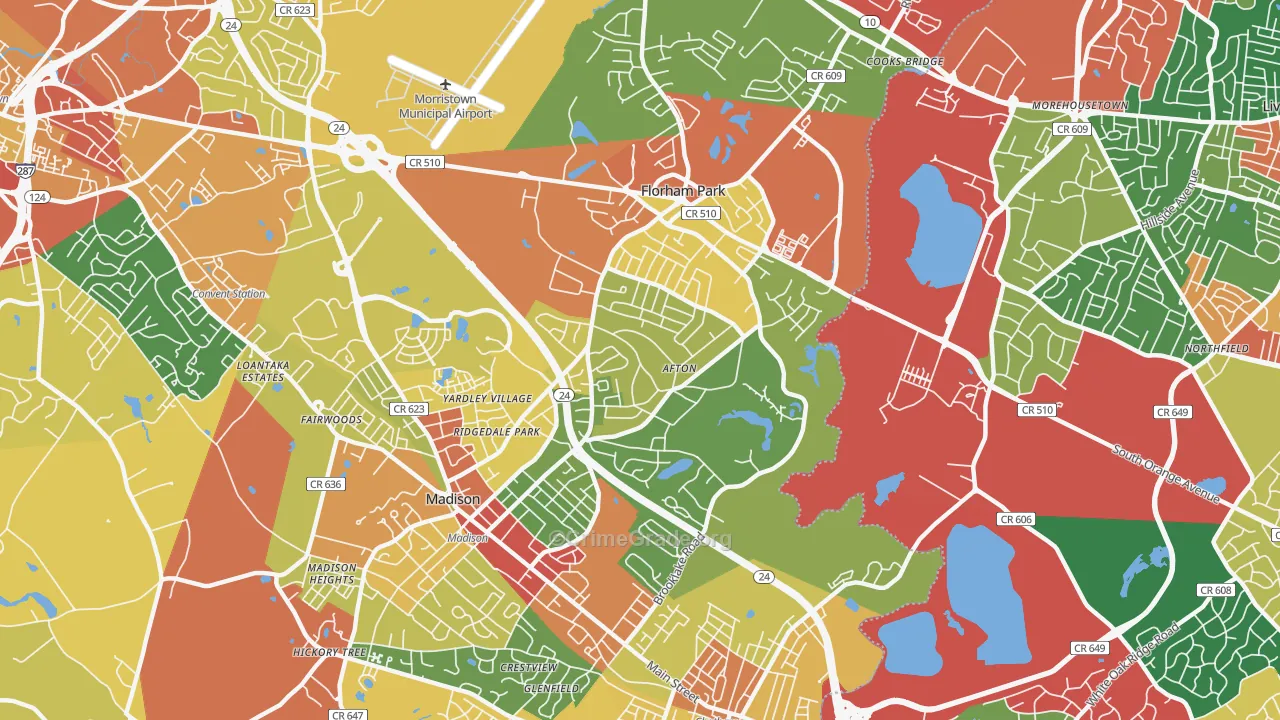 Florham Park, NJ Map of Theft Rates