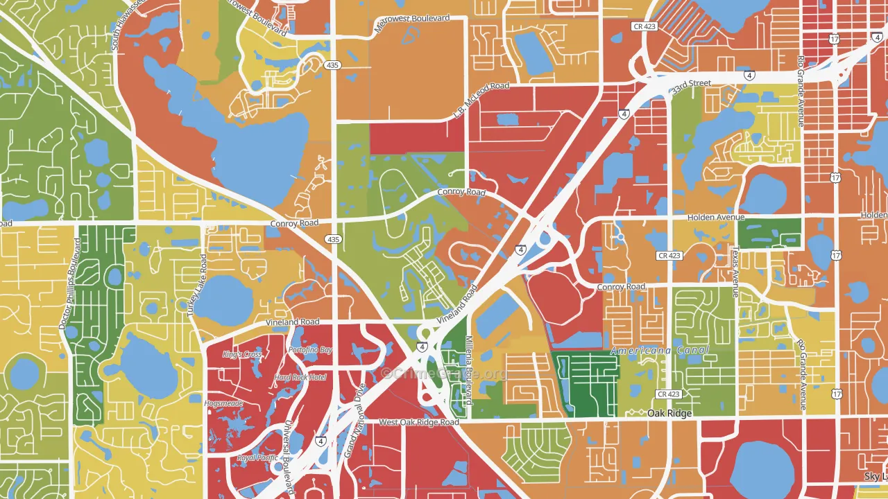Florida Center North, Orlando, FL Map of Theft Rates