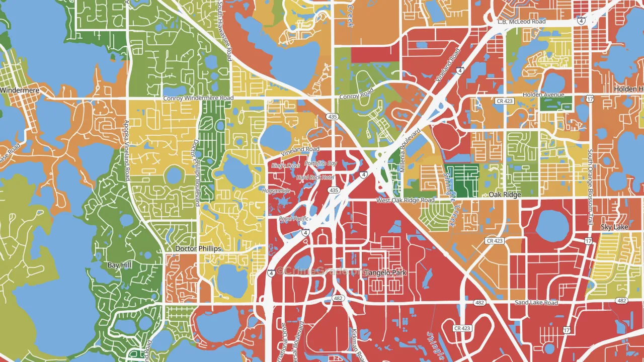 Florida Center, Orlando, FL Map of Theft Rates