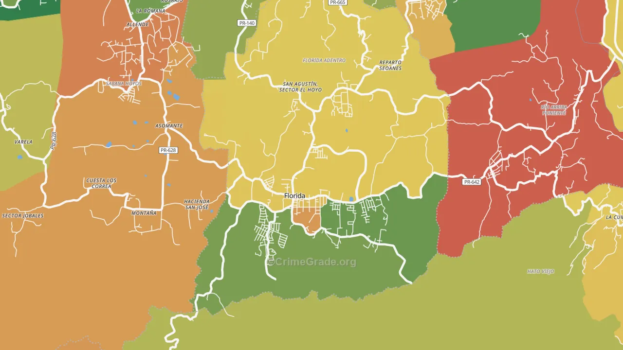 Florida Municipio, PR Map of Theft Rates