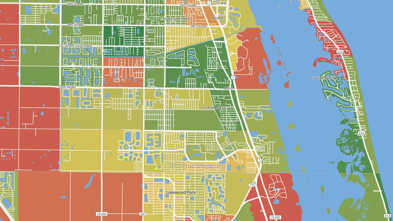 Florida Ridge, FL Map of Theft Rates