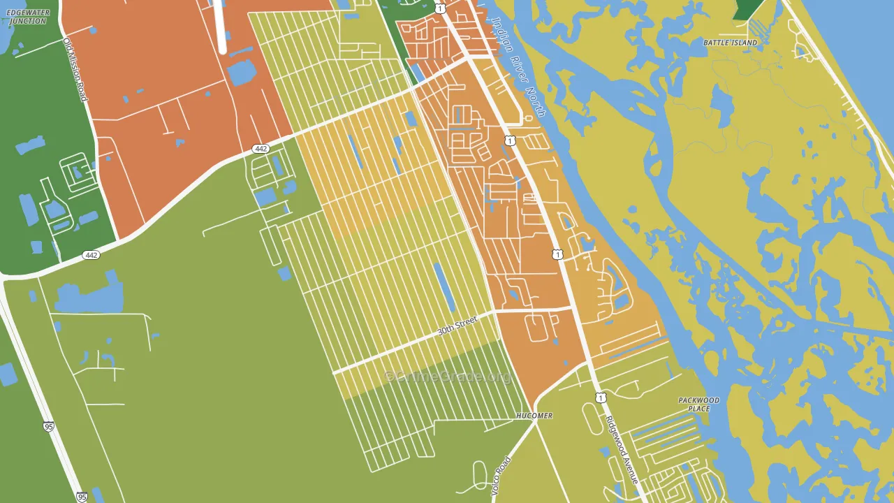 Florida Shores, Edgewater, FL Map of Theft Rates