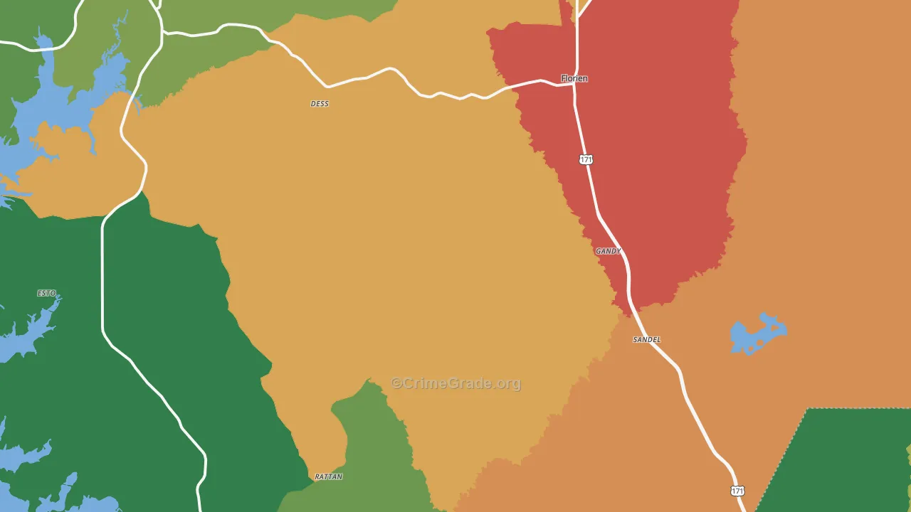 Florien, LA Map of Theft Rates