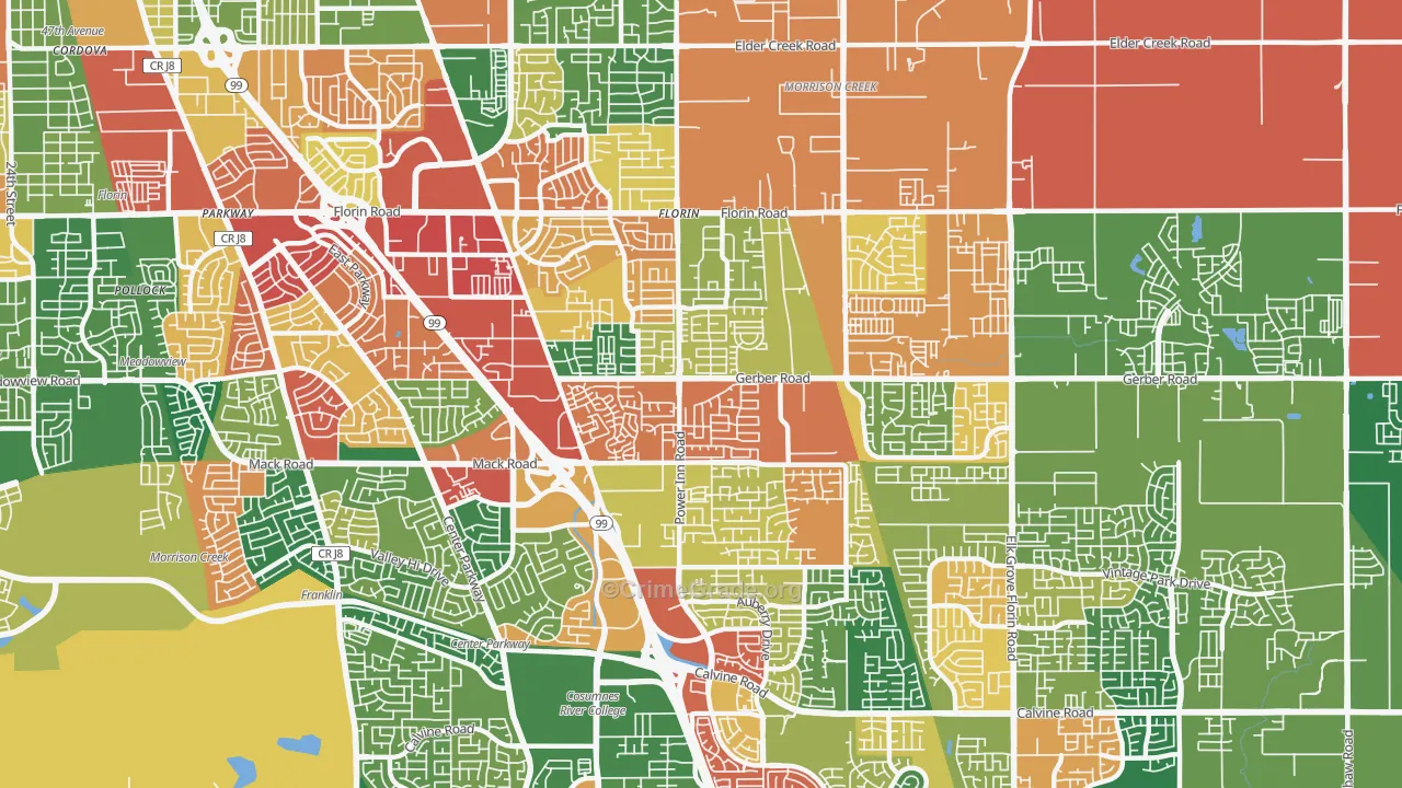 Florin, CA Map of Theft Rates