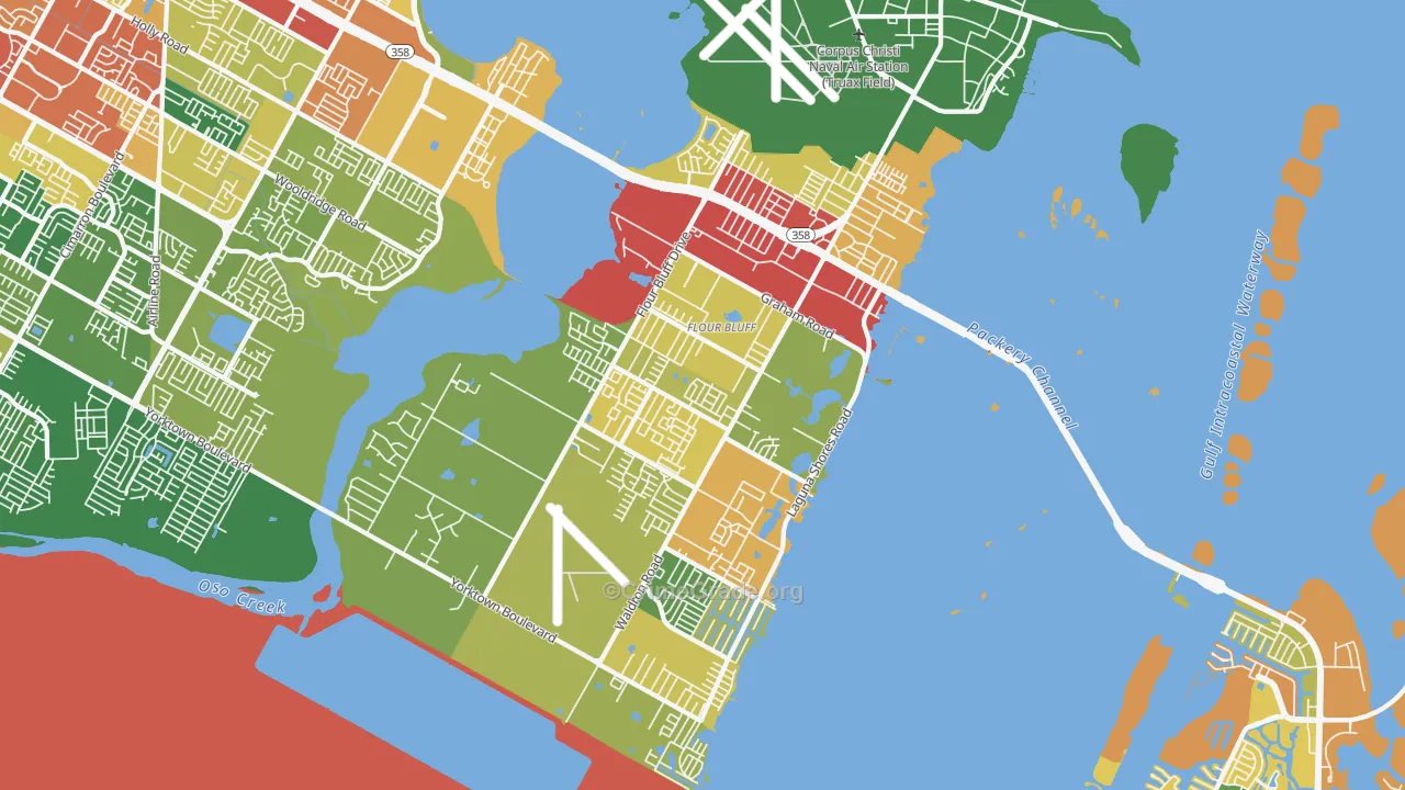 Flour Bluff, Corpus Christi, TX Map of Theft Rates
