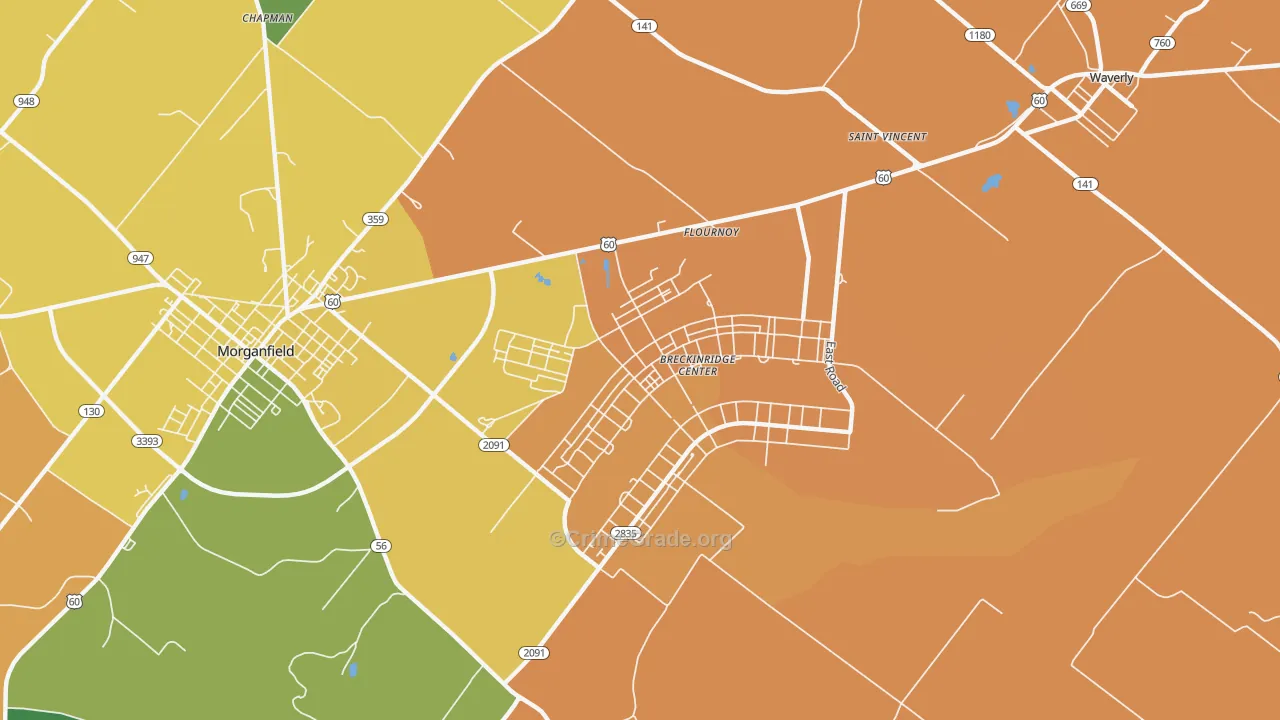 Flournoy, KY Map of Theft Rates