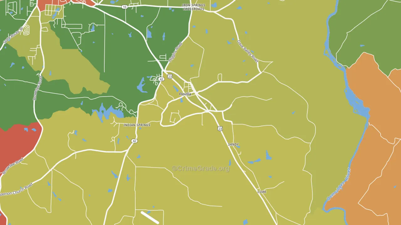 Flovilla, GA Map of Theft Rates