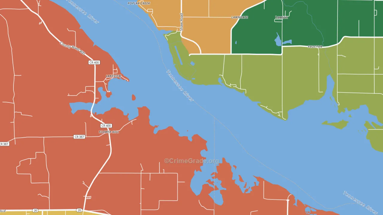 Flower Hill, AL Map of Theft Rates