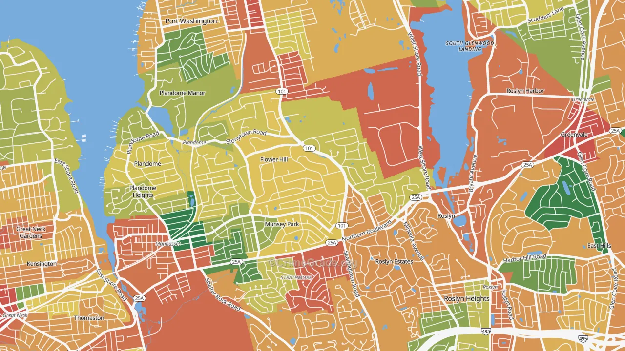 Flower Hill, NY Map of Theft Rates