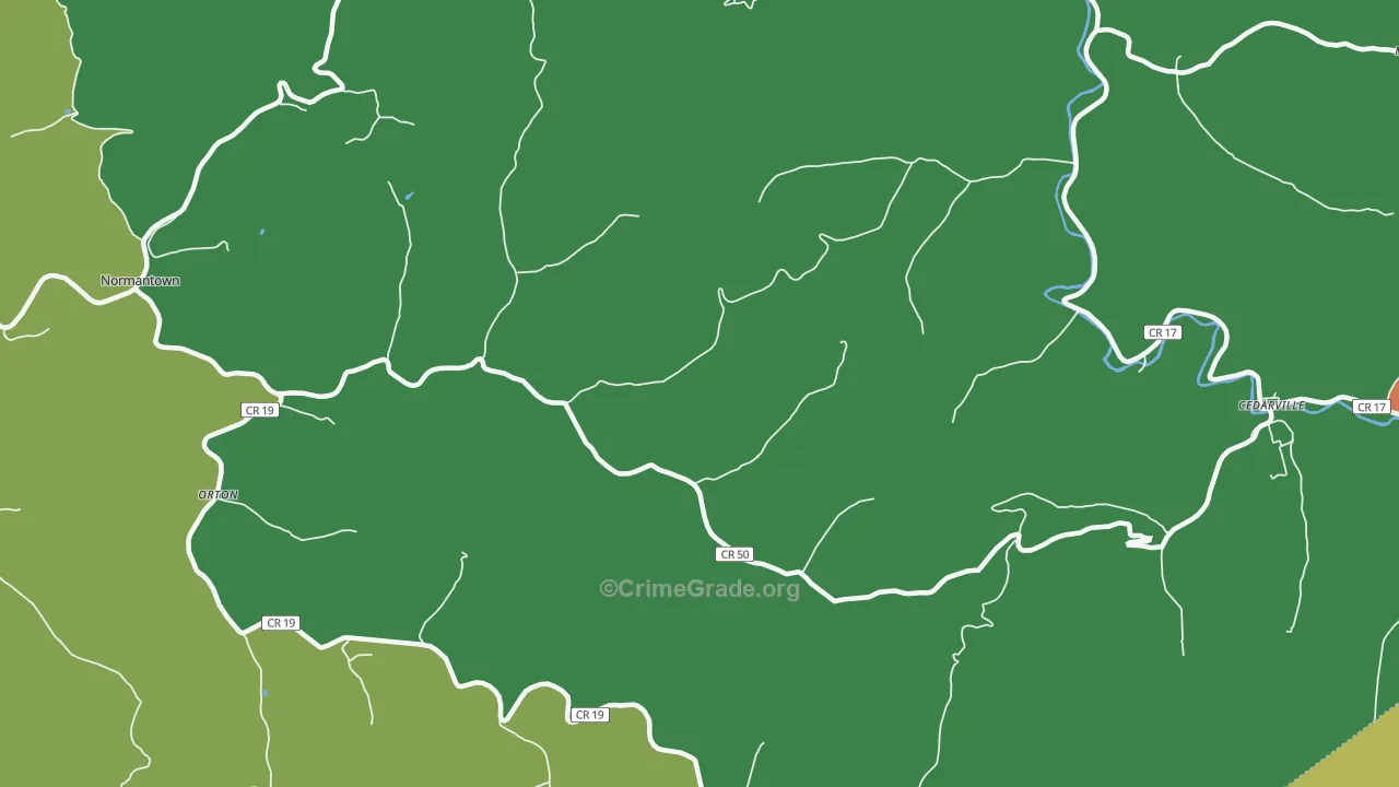 Flower, WV Map of Theft Rates