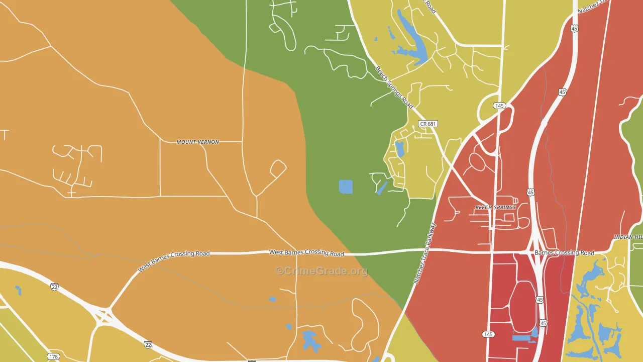 Flowerdale, MS Map of Theft Rates