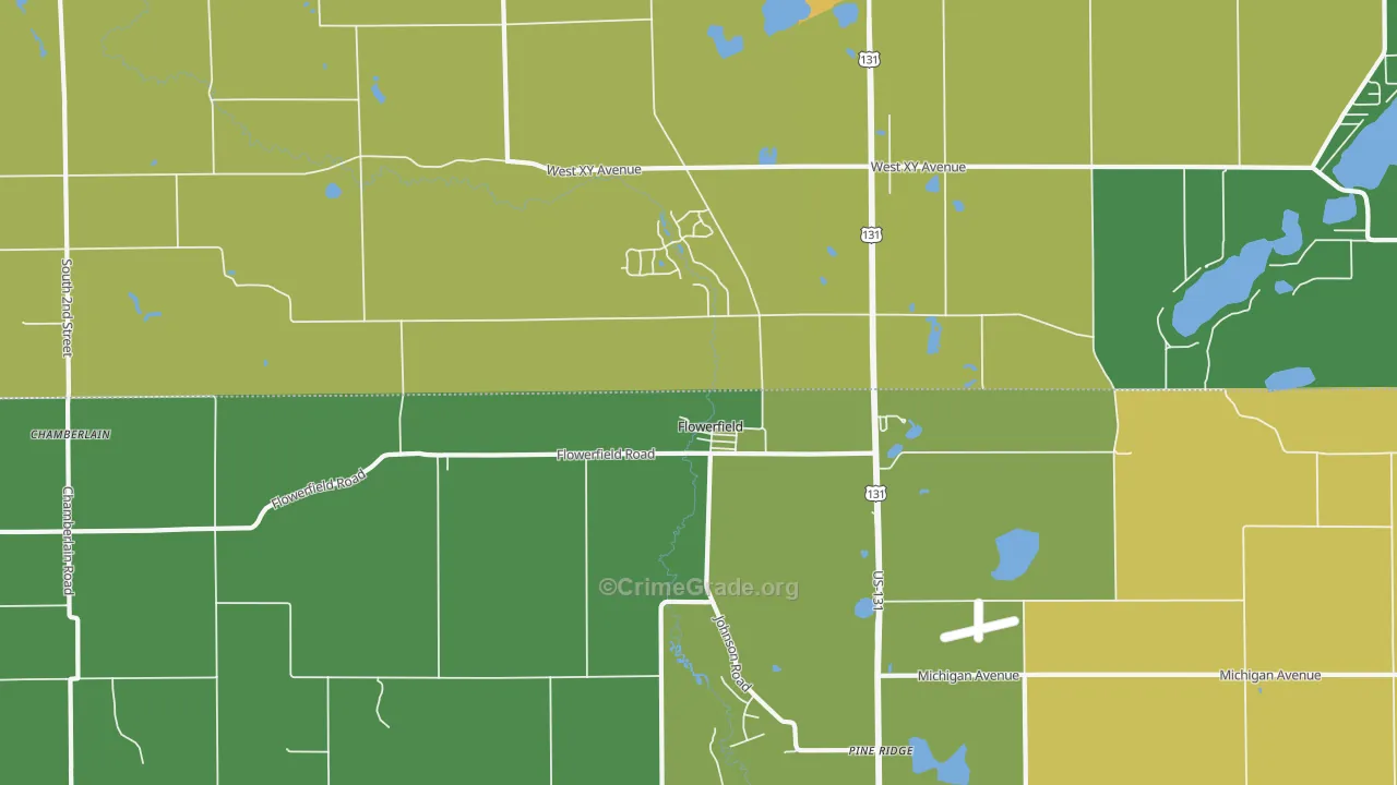 Flowerfield, MI Map of Theft Rates
