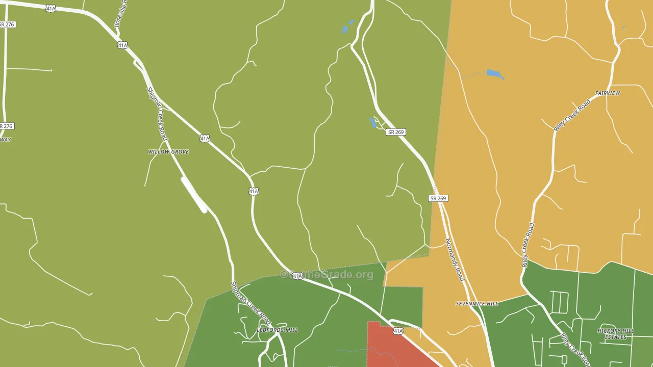 Flowertown, TN Map of Theft Rates