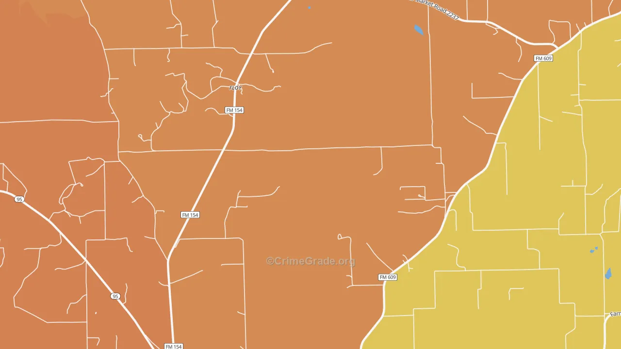 Floy, TX Map of Theft Rates