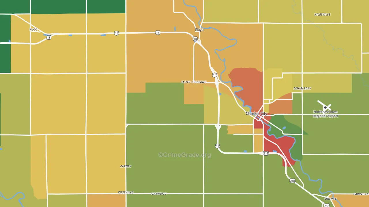 Floyd County, IA Map of Theft Rates