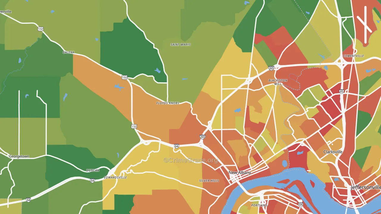 Floyd County, IN Map of Theft Rates