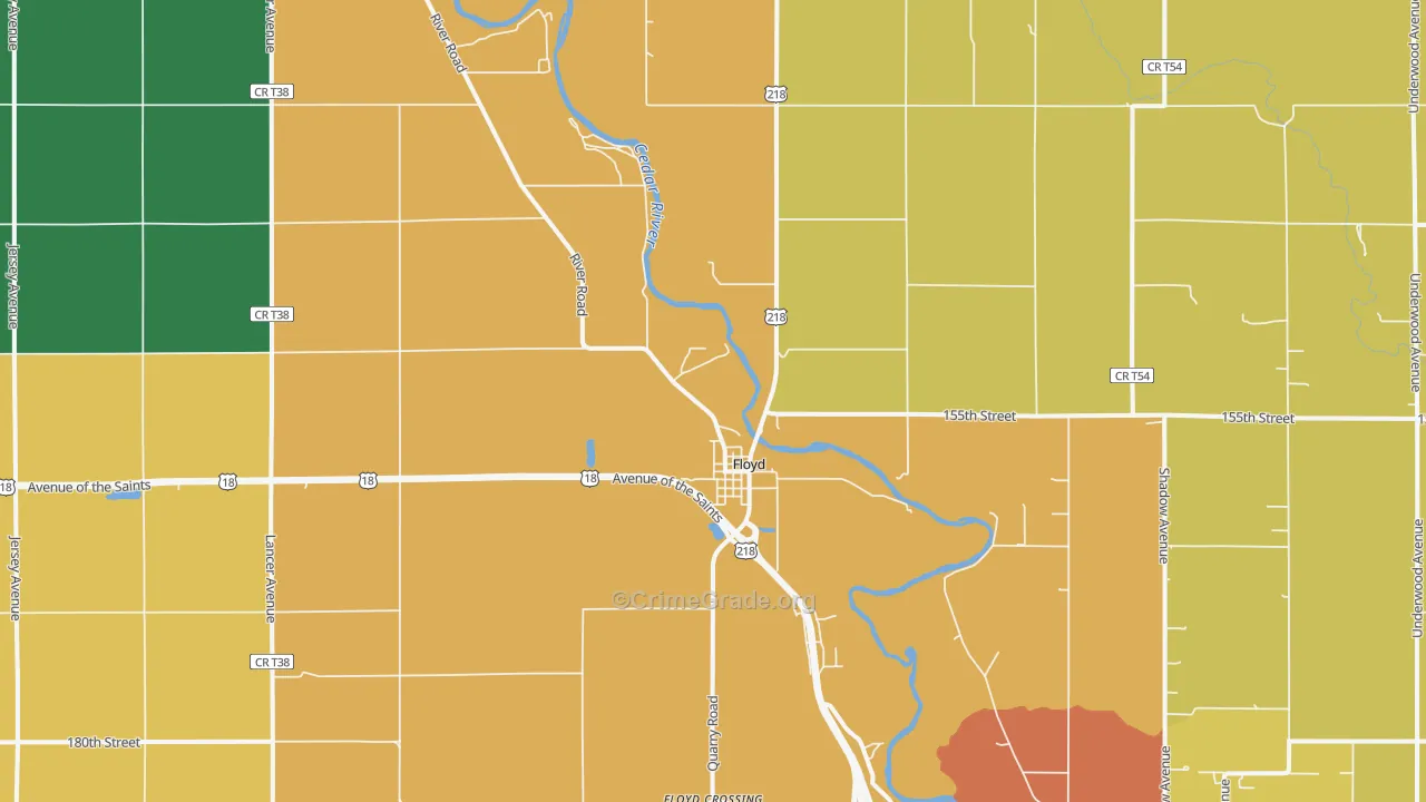 Floyd, IA Map of Theft Rates