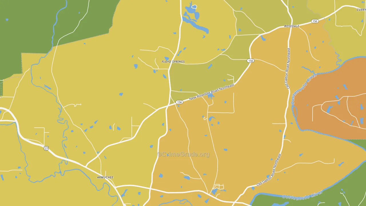 Floyd Springs, GA Map of Theft Rates