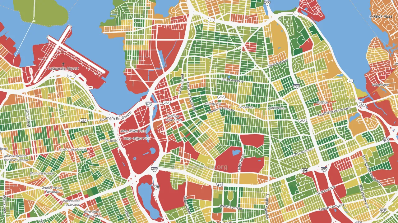 Flushing, Queens, NY Map of Theft Rates
