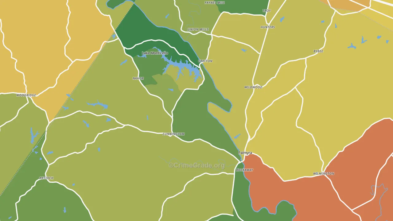 Fluvanna County, VA Map of Theft Rates