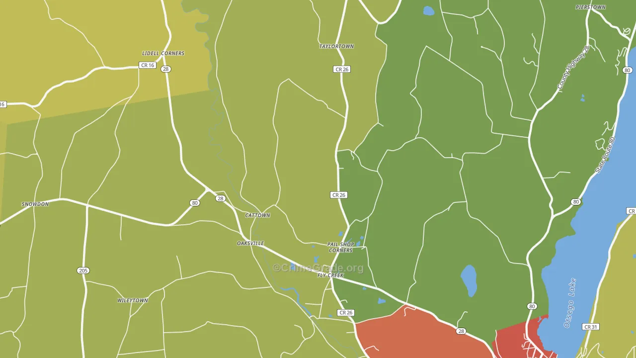 Fly Creek, NY Map of Theft Rates