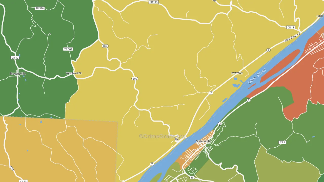 Fly, OH Map of Theft Rates