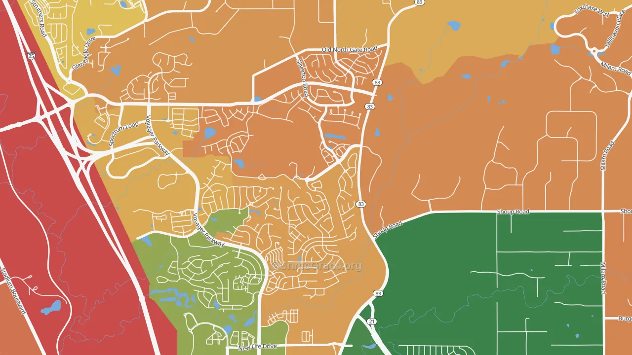 Flying Horse, Colorado Springs, CO Map of Theft Rates