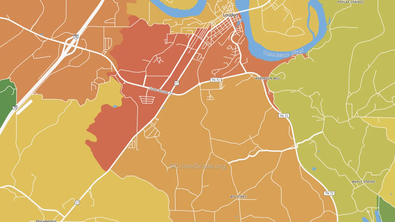 Fochee, TN Map of Theft Rates