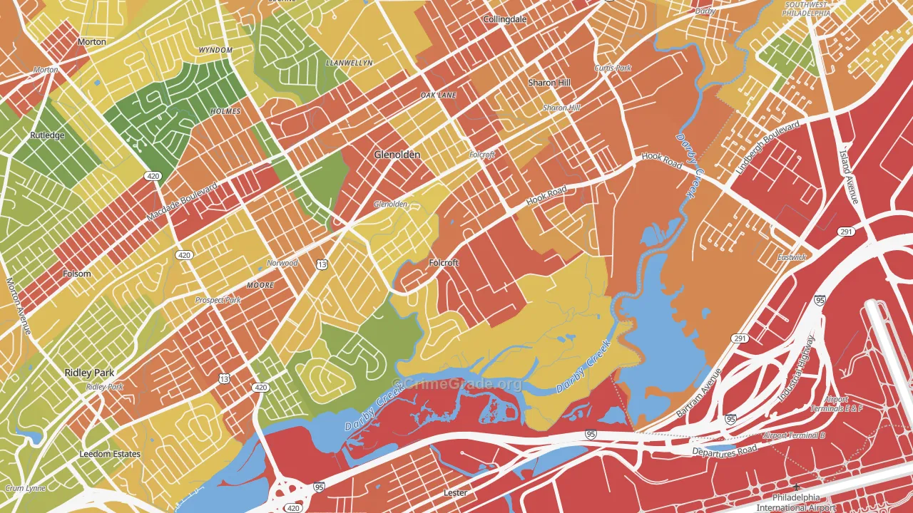 Folcroft, PA Map of Theft Rates
