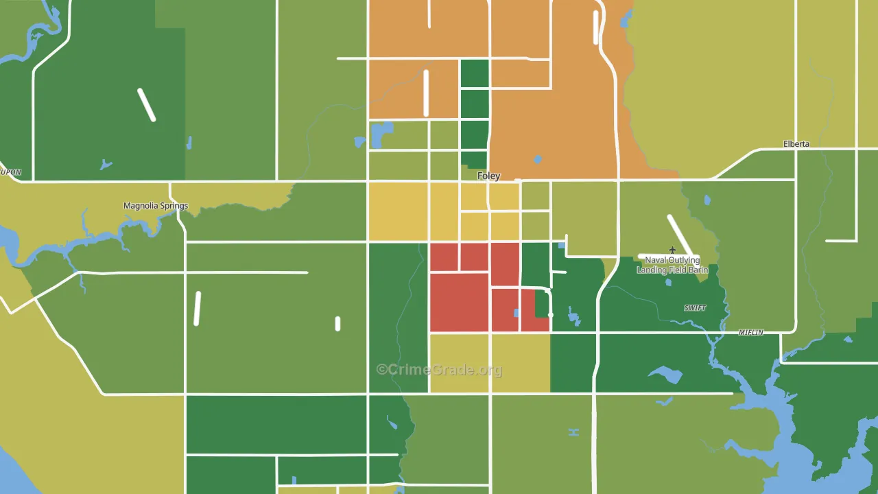 Foley, AL Map of Theft Rates