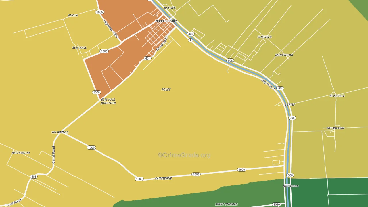 Foley, LA Map of Theft Rates