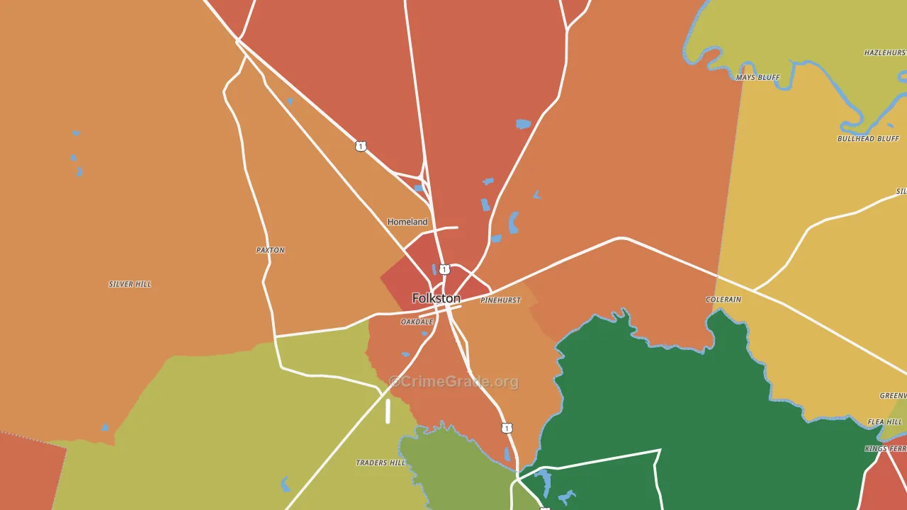 Folkston, GA Map of Theft Rates