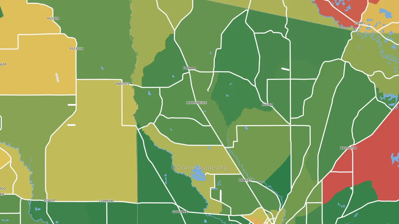Folsom, LA Map of Theft Rates