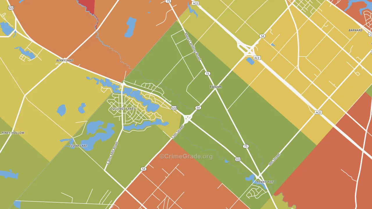 Folsom, NJ Map of Theft Rates