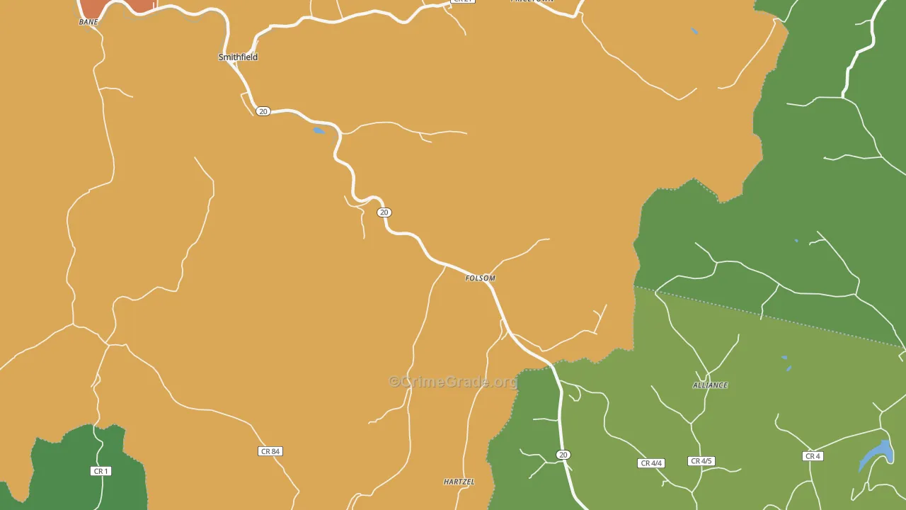 Folsom, WV Map of Theft Rates
