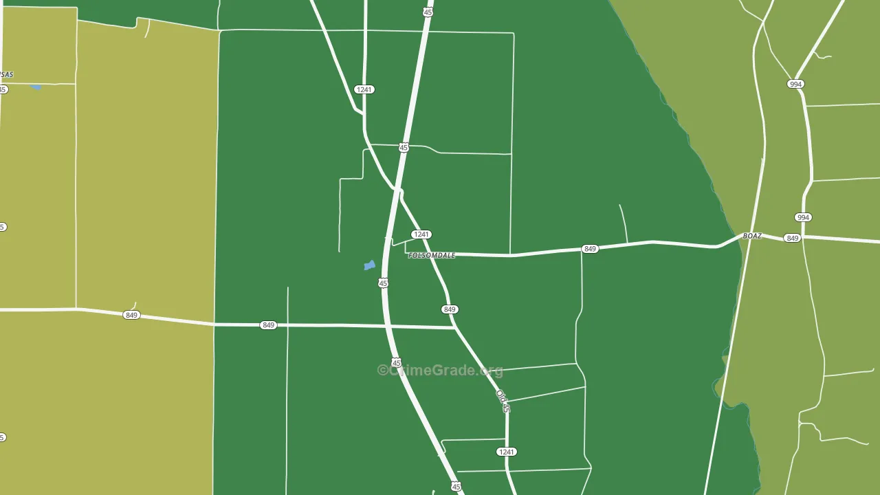 Folsomdale, KY Map of Theft Rates