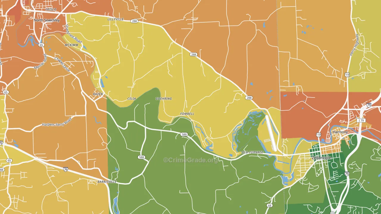 Fombell, PA Map of Theft Rates