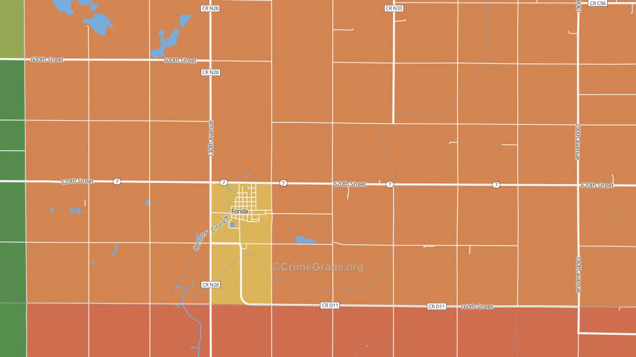 Fonda, IA Map of Theft Rates