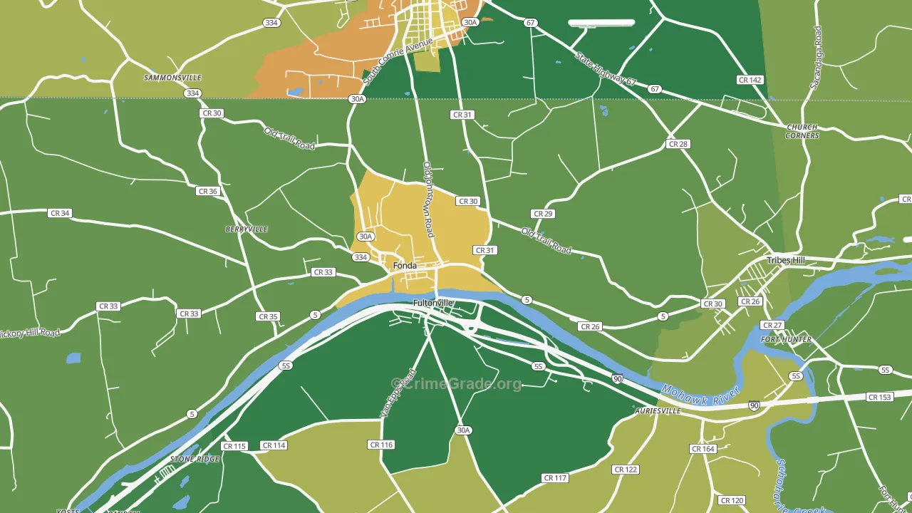 Fonda, NY Map of Theft Rates