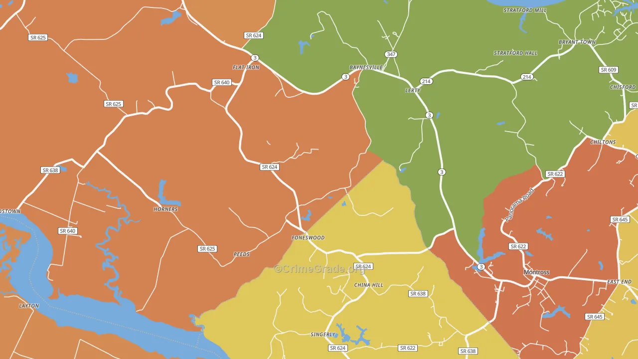 Foneswood, VA Map of Theft Rates
